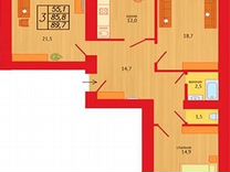 3-к квартира, 85 м², 10/16 эт.
