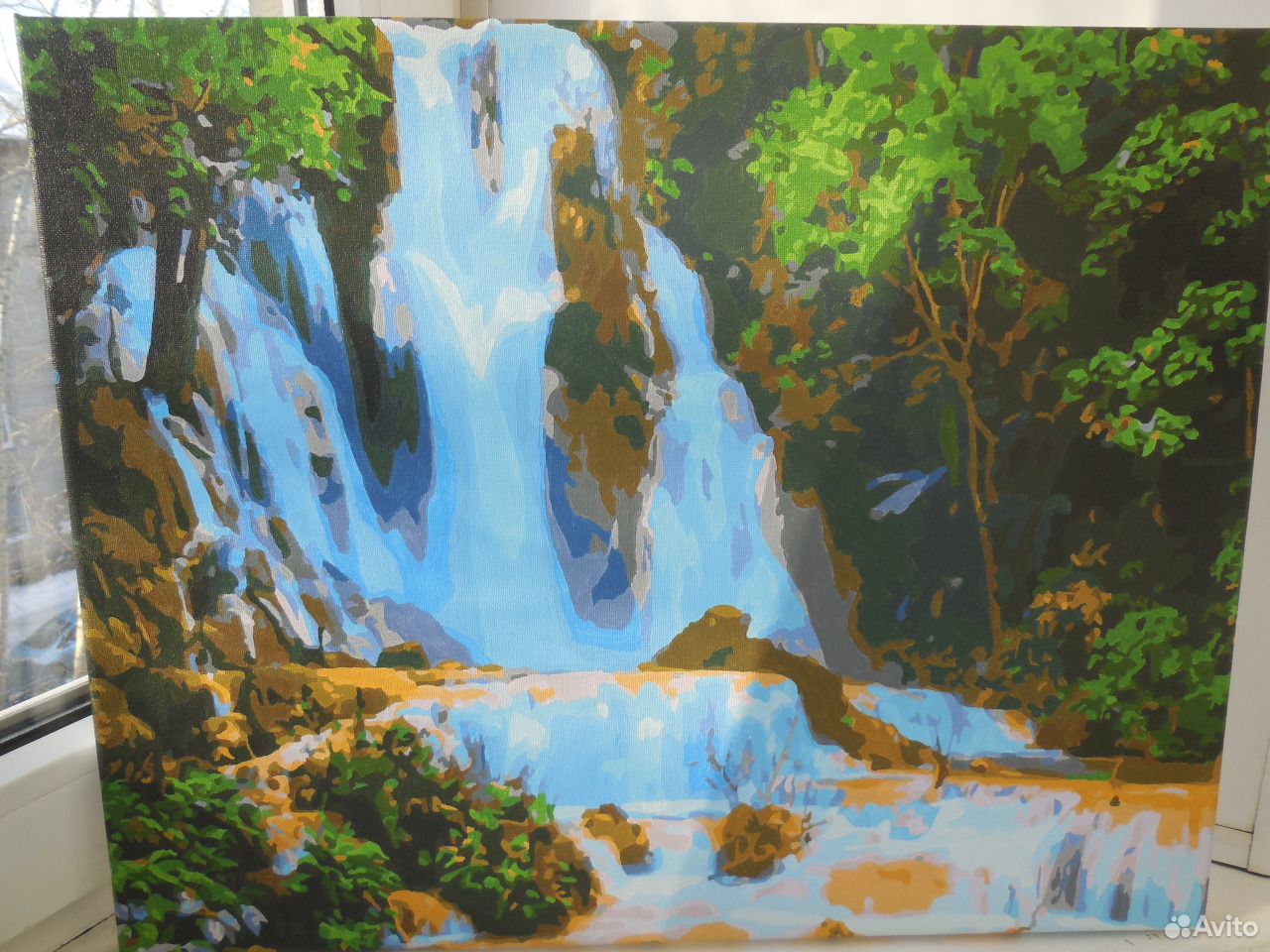 Картины написанные акриловыми красками с изображением водопадов