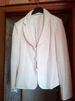 Пиджак белый ткань рогожка хб