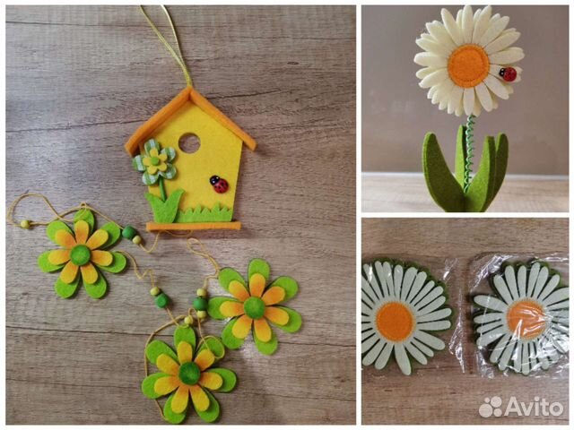 Милый декор, фетр,цветочки,домик. Цена за всё
