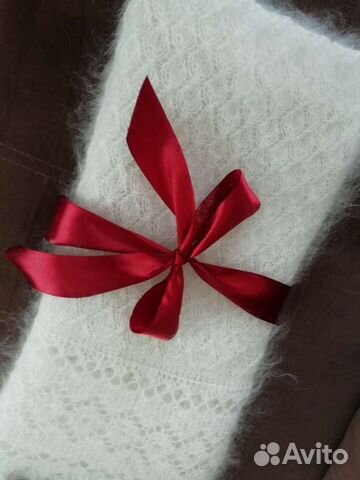 Платок-шаль ажурная белая пуховая