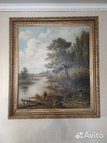 Старинная картина маслом на холсте, подлинник