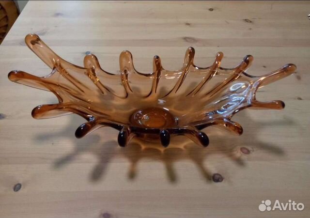 Ваза фруктовница цветное стекло СССР