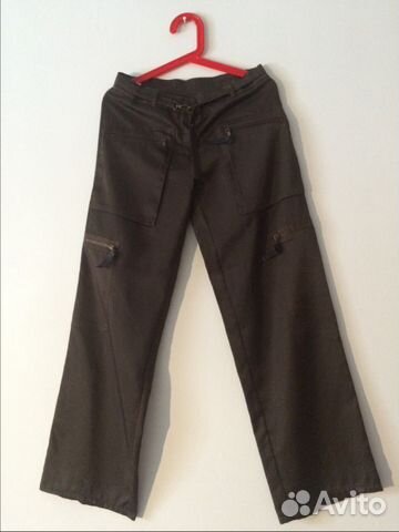 Брюки, Benetton, атласные, болотные, р 42 Брюки, Benetton, атласные, болотные, р 42
