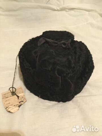 Шапка ушанка, черный каракуль, 56 р