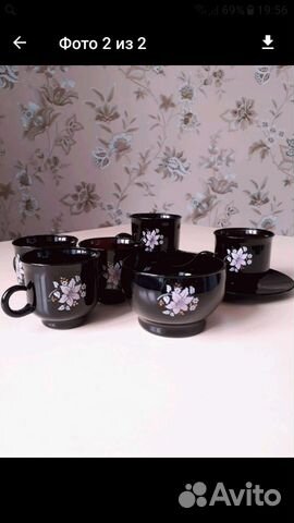 5 кофейных пар и сахарница