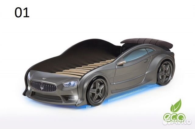 Кровать машина 3D объемная с матрасом и светом Кровать машина 3D объемная с матрасом и светом