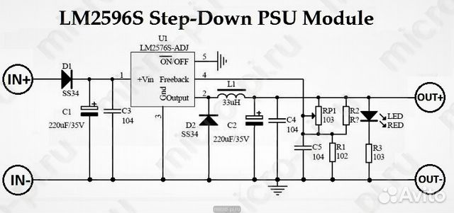 Преобразователь на lm2596 схема