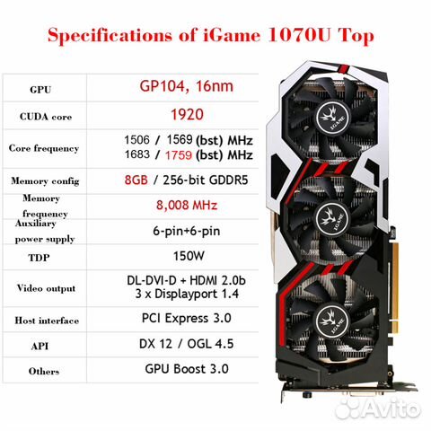 Продам видеокарту GTX 1070
