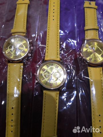 Новые желтые женские кварцевые часы