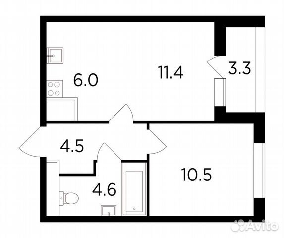 2-к квартира, 38.6 м², 19/19 эт. 2-к квартира, 38.6 м², 19/19 эт.