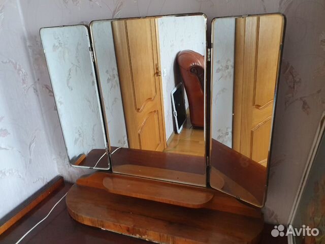 Трюмо трельяж старинное, комод лакированное дерево