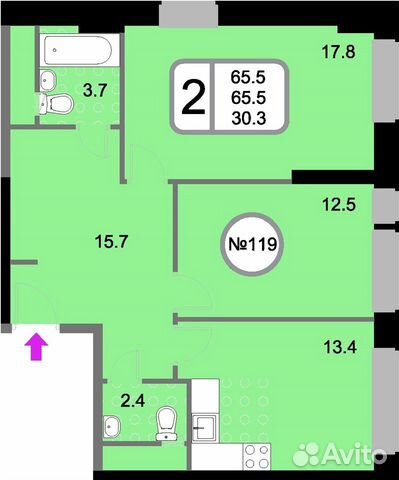 2-к квартира, 65.5 м², 16/22 эт. 2-к квартира, 65.5 м², 16/22 эт.