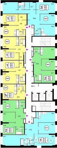 3-к квартира, 86.6 м², 4/22 эт.