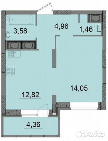 1-к квартира, 39.1 м², 3/22 эт.