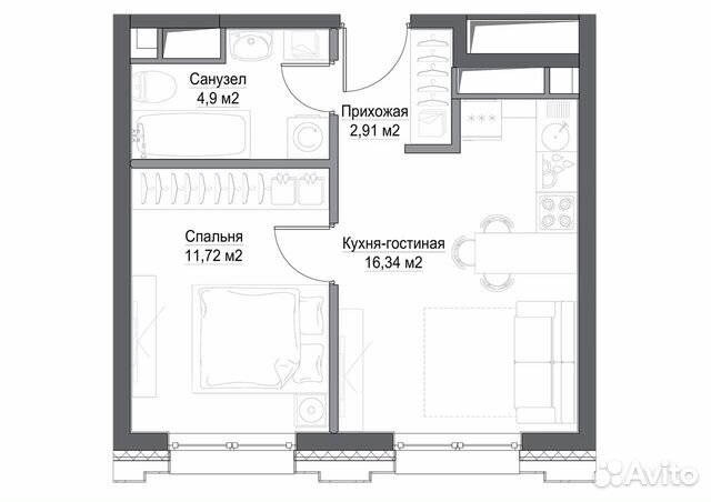 1-к квартира, 37.6 м², 41/45 эт. 1-к квартира, 37.6 м², 41/45 эт.