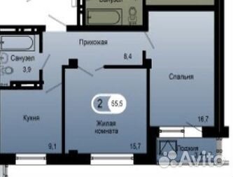 2-к квартира, 55.5 м², 18/19 эт. 2-к квартира, 55.5 м², 18/19 эт.