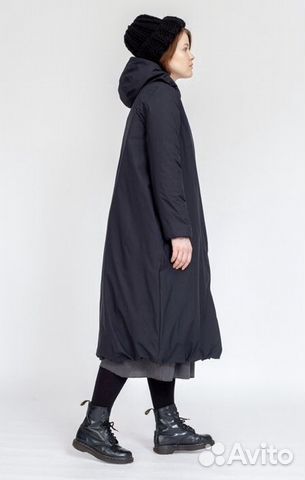 Пуховик уста К устам / Зимнее пальто, чёрный миди Пуховик уста К устам / Зимнее пальто, чёрный миди