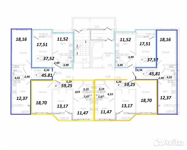 1-к квартира, 46 м², 4/17 эт. 1-к квартира, 46 м², 4/17 эт.