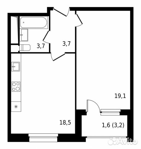 1-к квартира, 46.6 м², 14/22 эт. 1-к квартира, 46.6 м², 14/22 эт.