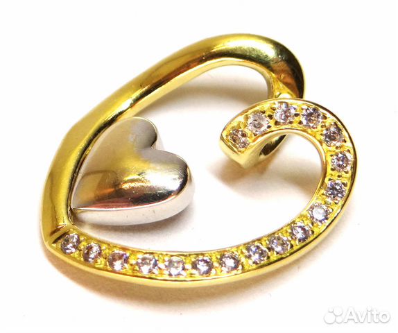 Золотой кулон 750 пробы, два сердца