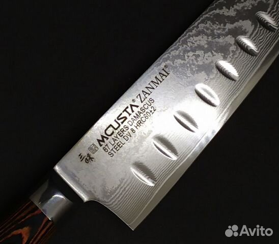 Нож Шеф Сантоку Mcusta Zanmai Damascus 67 слоев