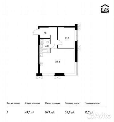 1-к квартира, 47.3 м², 27/28 эт. 1-к квартира, 47.3 м², 27/28 эт.