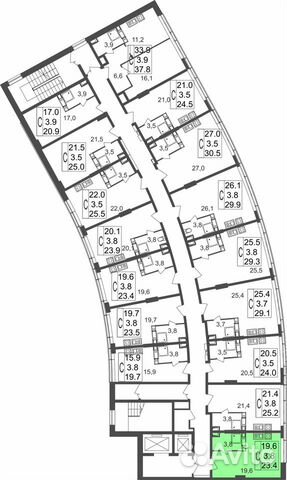 Студия, 23.4 м², 17/17 эт. Студия, 23.4 м², 17/17 эт.