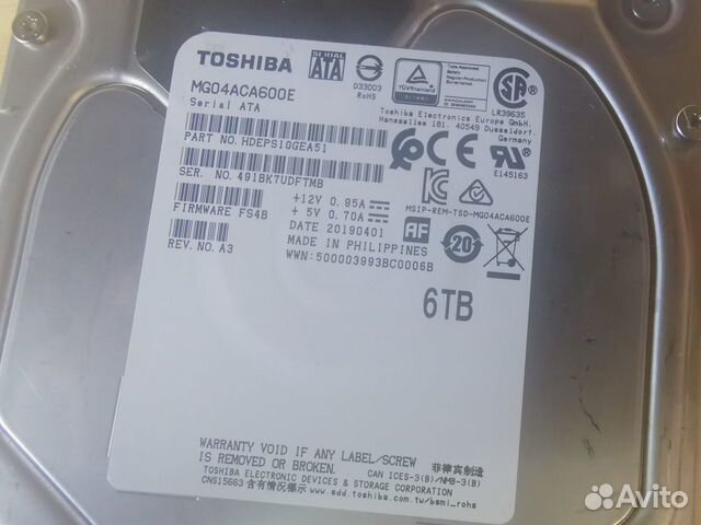 Жесткие диски Toshiba 6TB б/у 5 месяцев Жесткие диски Toshiba 6TB б/у 5 месяцев