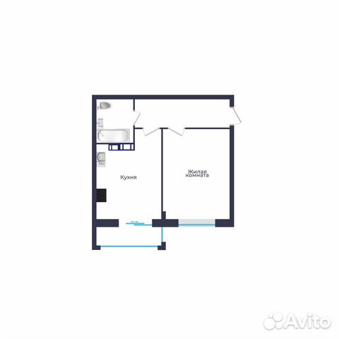 1-к квартира, 45.5 м², 2/8 эт.