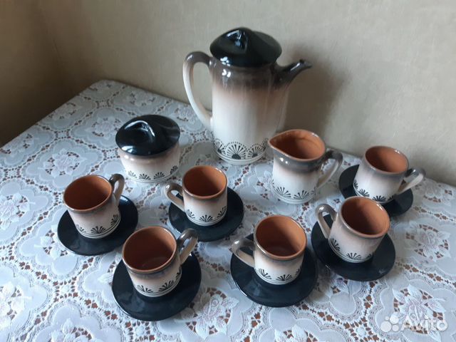 Сервиз кофейный керамический в коричневых тонах