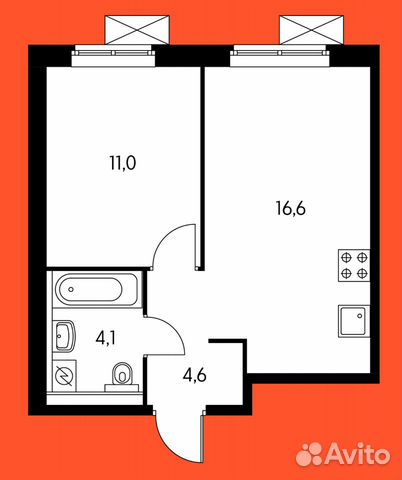 1-к квартира, 36.3 м², 12/15 эт.