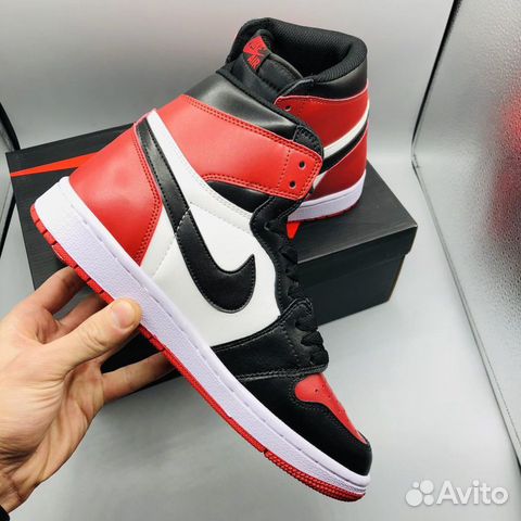 Кроссовки Nike Air Jordan 1 Retro High Bred Toe Кроссовки Nike Air Jordan 1 Retro High Bred Toe