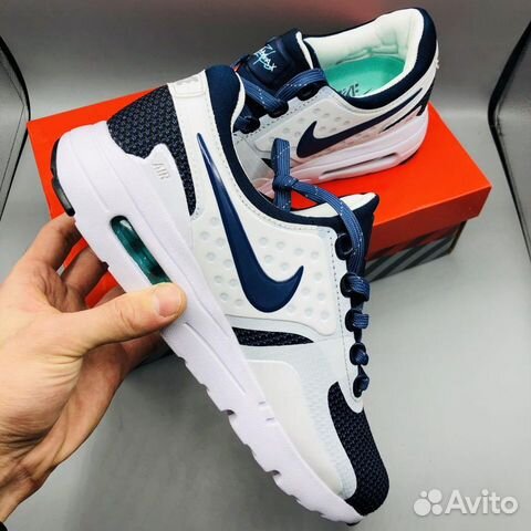 Nike Air Max Zero белые синие с синим значком