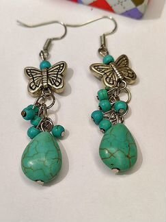 Серьги с красивой бирюзой