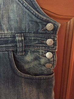 Джинсовая юбка-комбинезон размер S