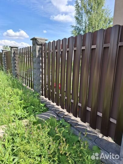 Забор Штакетник двусторонний1,8м шахмат зазаор 8см