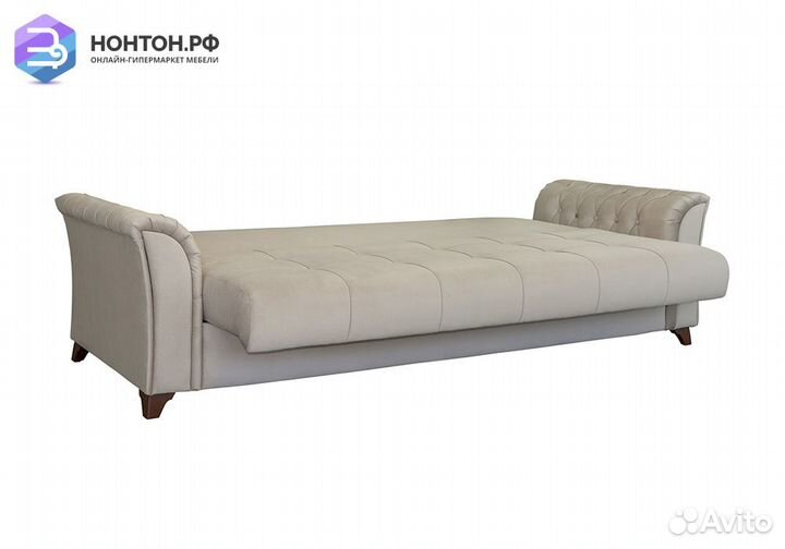 Диван книжка Ирис серо-бежевый / розы