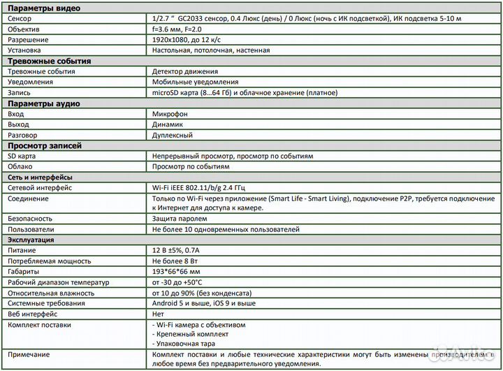 Wi-Fi камера для наблюдения