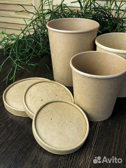 Супница с крышкой - крафт и белая