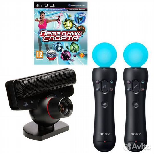 Полный набор PS Move для Sony PS3/PS4 с играми