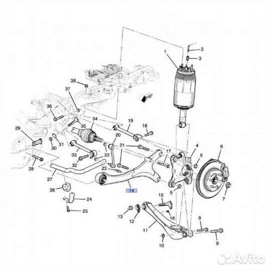 Рычаг задний, продольный правый Cadillac Escalade