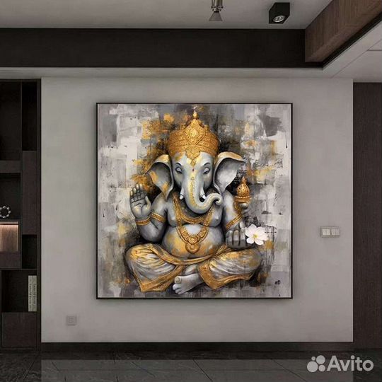 Современная картина маслом Ганеша
