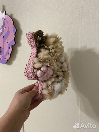 Панно единорог из сухоцветов в детскую