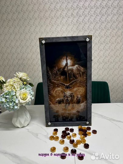 Нарды ручной работы со стеклом 