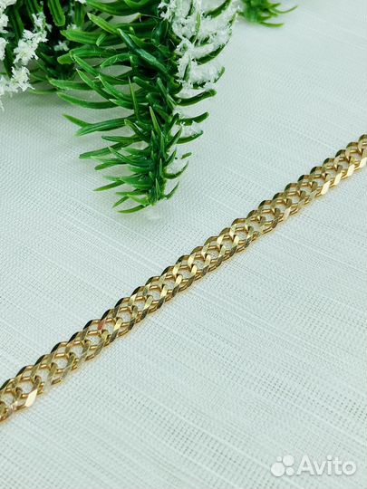 Золотой браслет двойной ромб