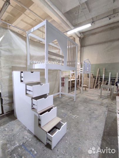 Детская Эко кровать домик, кровать чердак