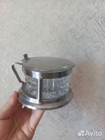 Сахарница конфетница СССР Мельхиор хрусталь