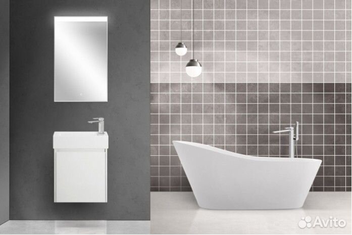 Тумба с раковиной BelBagno Kraft Mini 50R-7045-KL Bianco Opaco