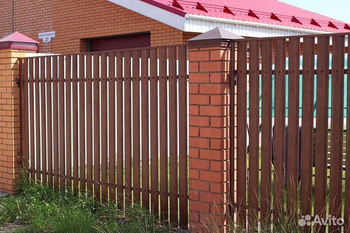 Штакетник П-образный A с прямым резом 0,45 Drap ST RAL 8017 шоколад, 1.00 м